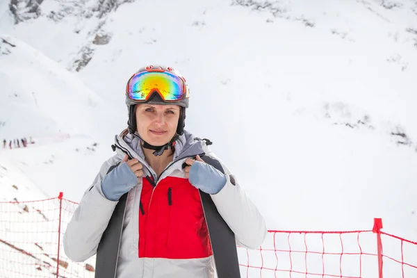 Ski Resort Frustrated Woman Skier — Stock Photo, Image