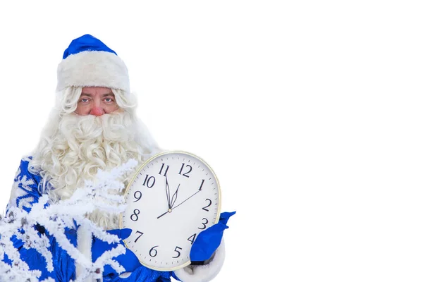Jultema Försäljning Happy Santa Claus Snöig Skog Santa Bakgrunden Vinter — Stockfoto