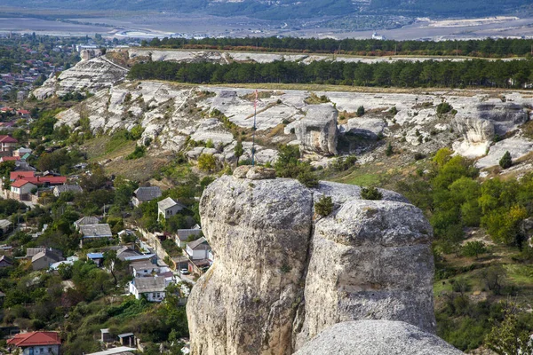 Russia. Crimea. Bakhchisarai. Stone pillars. Stone sphinxes of Bakhchisaray in Crimea.