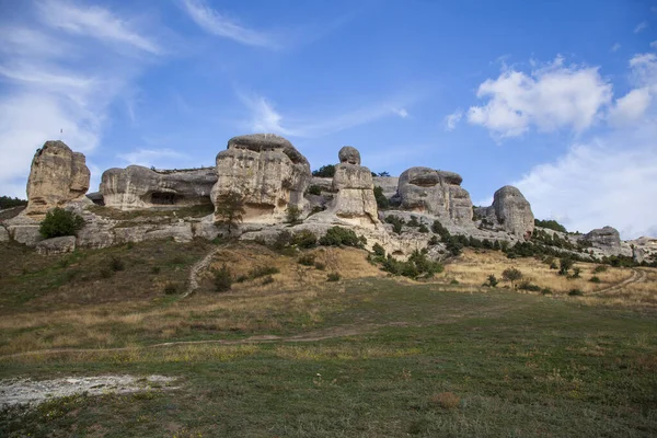 Russia. Crimea. Bakhchisarai. Stone pillars. Stone sphinxes of Bakhchisaray in Crimea.