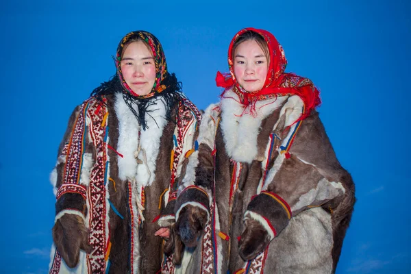 Yamalo Nenets Autonomní Okrug Extrémní Sever Nenets Rodina Národním Zimním — Stock fotografie