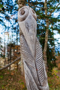 Antik Rus tanrılarına tapmak, ahşaptan yapılmış antik putlar, tahta kesiminden yapılmış Slav pagan tanrısı