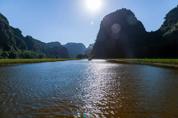 Ninh Binh Єтнам Мальовничий Краєвид Рисових Полів Серед Гір Вид — стокове фото