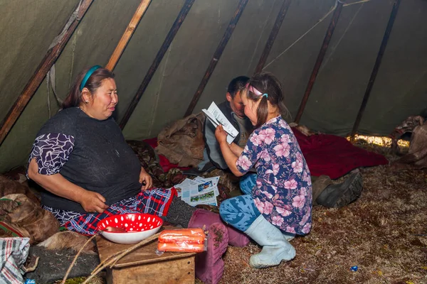 Tundra Ekstremalna Północ Yamal Pastwisko Ludzi Nenets Zamieszkanie Narodów Północy — Zdjęcie stockowe