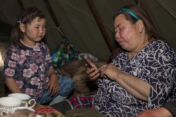 Tundra Ekstremalna Północ Yamal Pastwisko Ludzi Nenets Zamieszkanie Narodów Północy — Zdjęcie stockowe