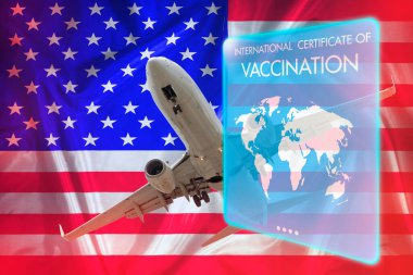 The document of immunity to the coronavirus to visit America. International certificate of vaccination against coronavirus for travel to the United States. Vaccination of tourists .