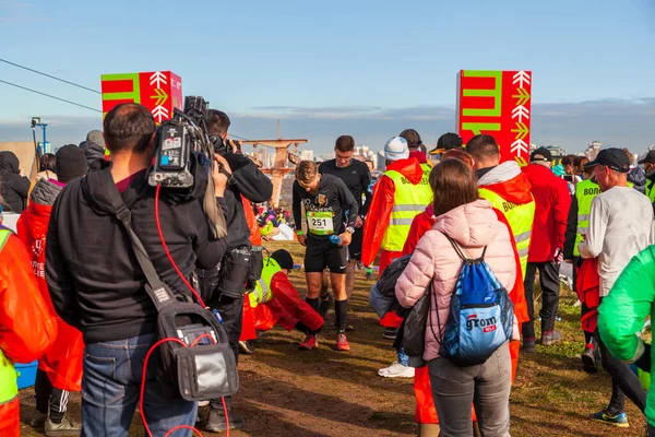 Maratona Cross Fit Atletas Atropelados Por Terrenos Acidentados Moscou Rússia — Fotografia de Stock