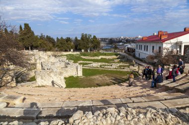 Khersones Tauride Tarihi Arkeoloji Müzesi Karadeniz 'deki Kırım Rezervi. Sivastopol, 15 Mart 2021