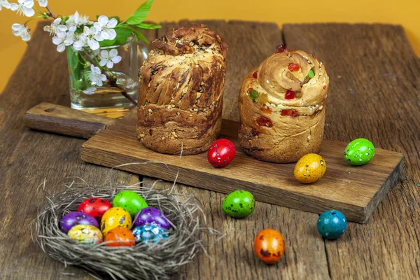 Easter cake Kraffin (Cruffin), with nuts and candied fruit sprinkled with powdered sugar, 2021 trend of the easter cake.