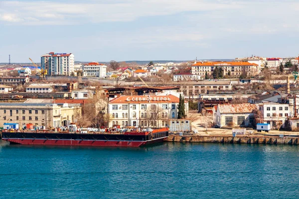 Sivastopol Limanındaki Hava Manzarası Gemiler Mart 2021 Sivastopol Rıhtımına Demirlemiş — Stok fotoğraf
