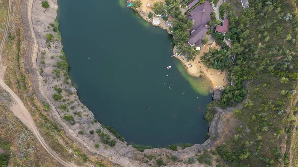 Cantera Llena Agua Lago Artificial Lugar Para Descanso Natación Vista — Foto de Stock