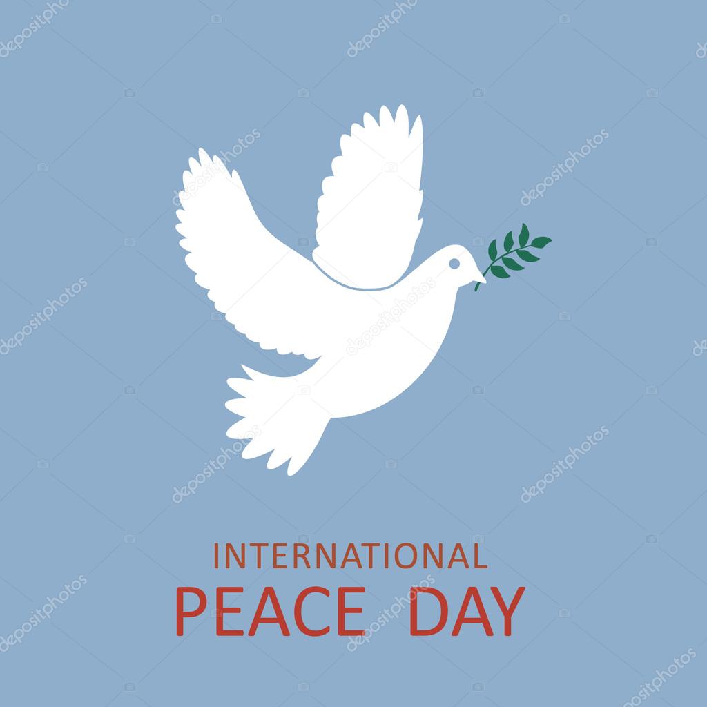 Peace dove with olive branch for International Peace Day