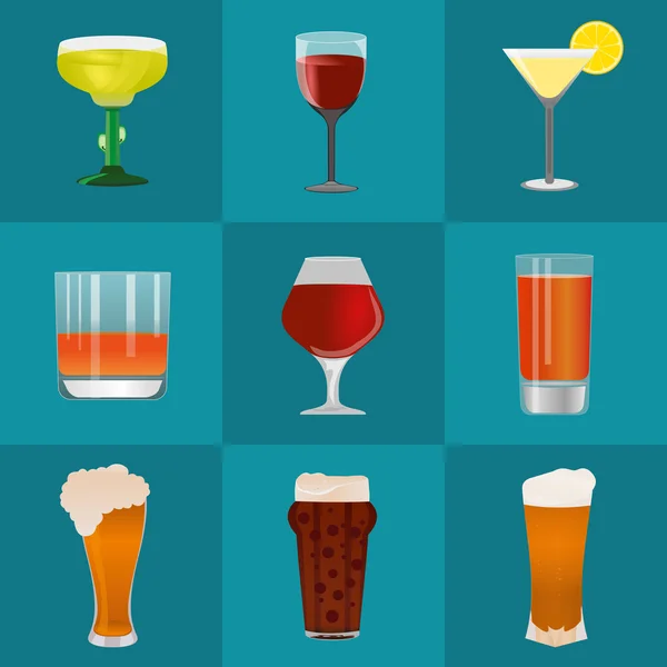 Nastavení ikon alkoholu a piva — Stockový vektor