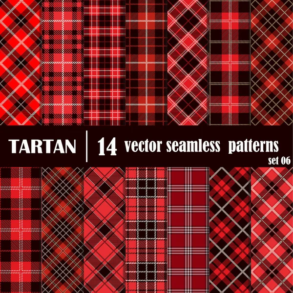 Definir padrão sem costura Tartan em cores vermelhas —  Vetores de Stock