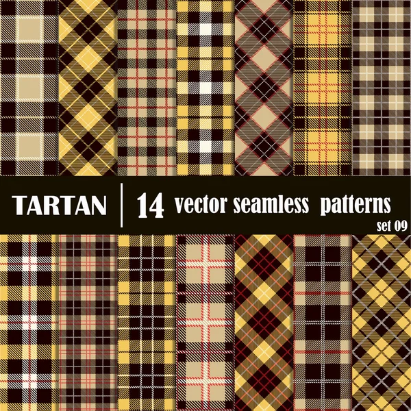 Definir padrão sem costura Tartan em cores douradas e amarelas —  Vetores de Stock