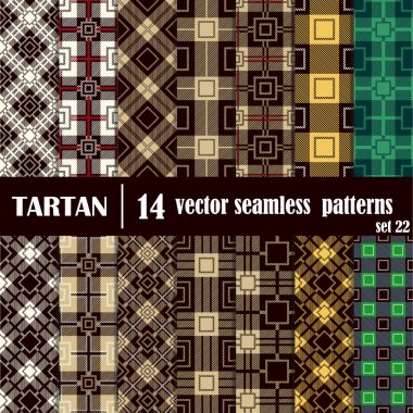 Set tartan seamless pattern in different colors.