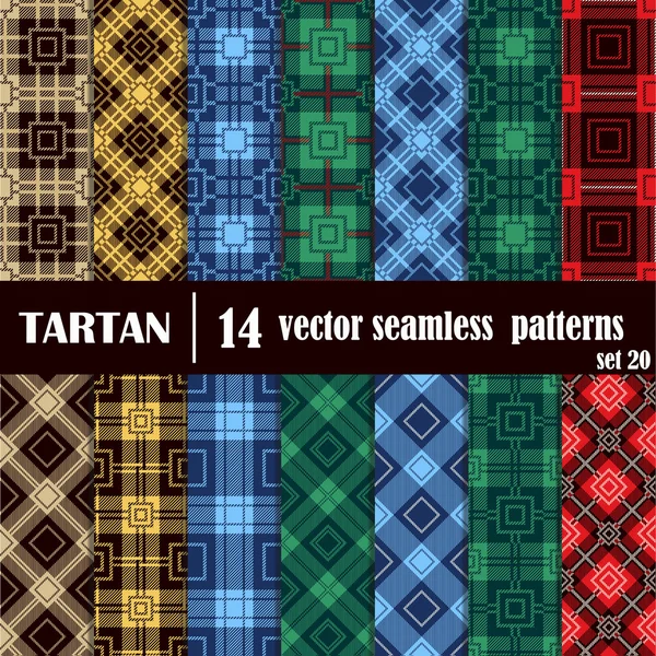 Set tartan seamless pattern in different colors. — Stock Vector