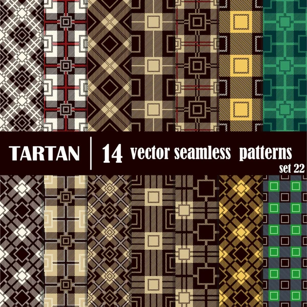 Tartan naadloze patroon ingesteld in verschillende kleuren. — Stockvector