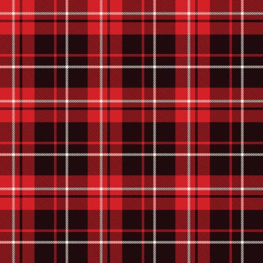 Tartan Kusursuz Siyah, Kırmızı ve Beyaz Ekoseli Arkaplan. Flannel Gömlek desenleri. Duvar kağıtları için Moda Döşeme Vektörü ResmiComment.