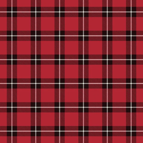 Padrão Sem Costura Tartan Fundo Preto Vermelho Branco Xadrez Cor — Vetor de Stock