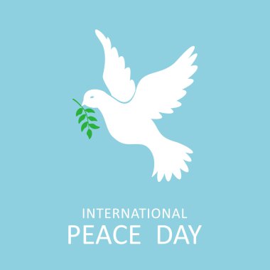 Uluslararası Barış günü için zeytin dalı ile barış güvercini 
