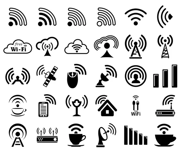 Set of thirty wifi icons — Stock Vector