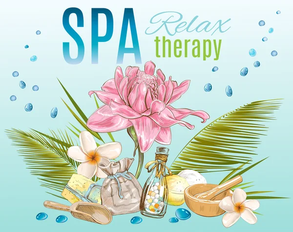 Tropic style spa treatment banner — Stock Vector