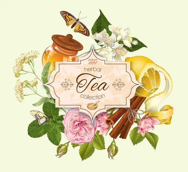 Banner mit Kräutertee — Stockvektor