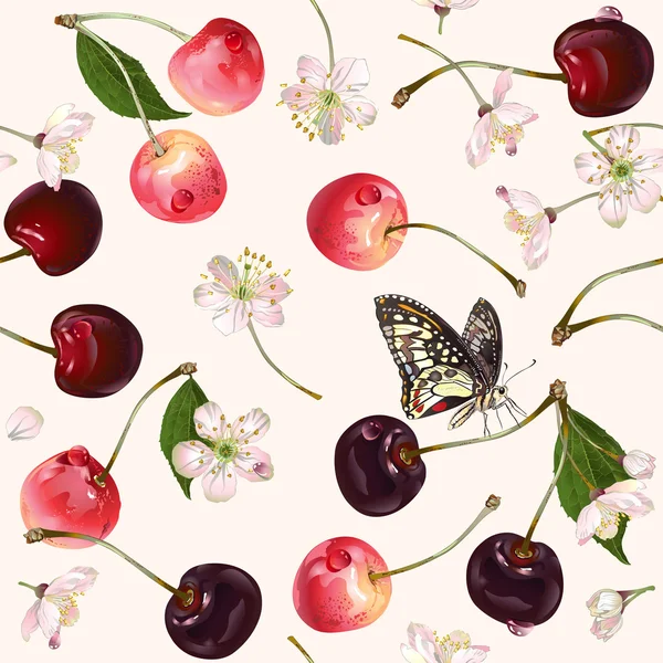 Naadloze patroon vector cherry. — Stockvector