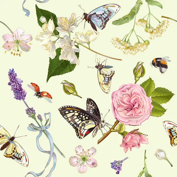 草药的蝴蝶图案 — 图库矢量图片