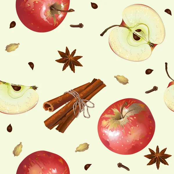 Vector apple seamless mönster. — Stock vektor