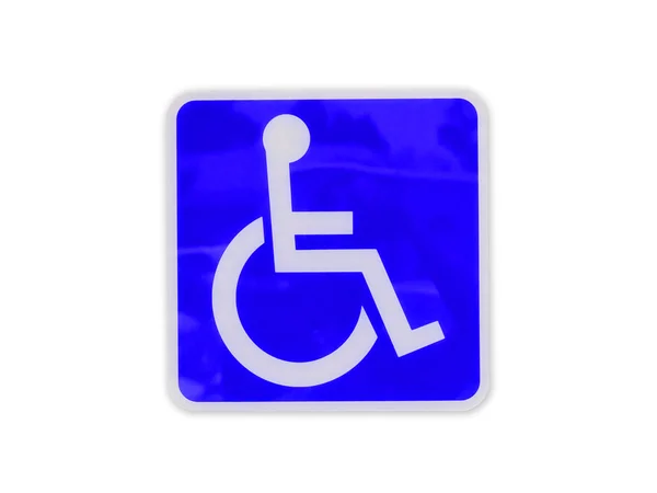 Parking handicapé bleu ou fauteuil roulant sur blanc . — Photo