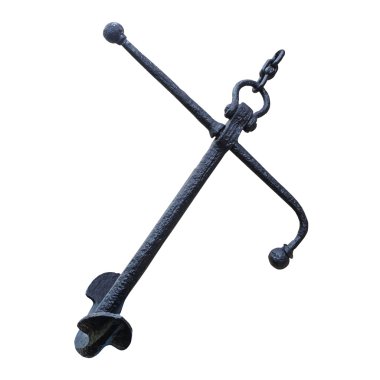 Beyaz bir arka plan üzerinde izole eski çelik çapa. Bu kırpma yolu vardır.