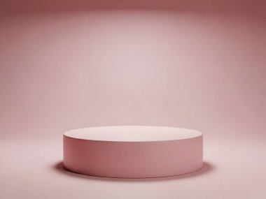 Ürün gösterisi için yumuşak stüdyoda zarif pembe podyum.