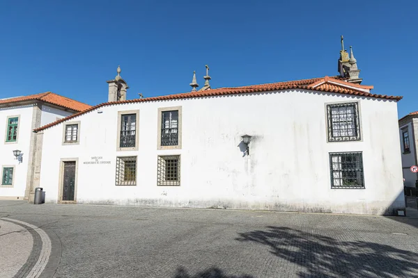 ポルトガル エスポサンデ 2020年2月21日 冬の日に旧市街中心部にある慈悲教会 Santa Casa Misericordia Fao の聖なる美術館の建築詳細 — ストック写真