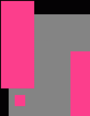 Gri kare ve parlak pembe dikdörtgenlerle soyut minimalist arkaplan