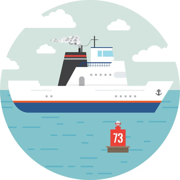 Bateau de transport maritime et océanique plat — Image vectorielle