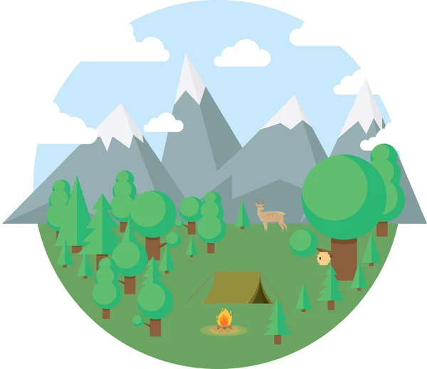 Flache camping Reise Symbole Vektor Illustration — Stockvektor