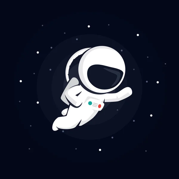 Αστροναύτης στο διάστημα ανάμεσα στα αστέρια σε σκούρο φόντο. Vector εικονογράφηση με έναστρο φόντο — Διανυσματικό Αρχείο