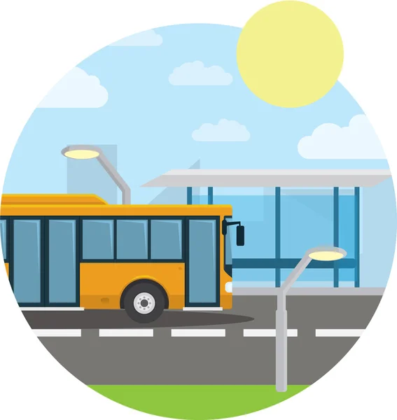 Düz stil toplu taşıma kavramı. Belediye Otobüsü ile ön, kes. İzole vektör çizim.