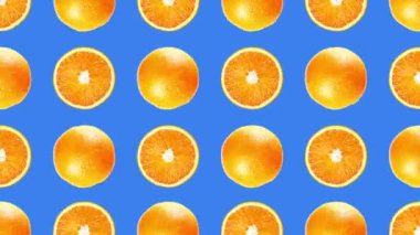 Mavi arka planda sulu portakal meyvelerinin zarif deseni