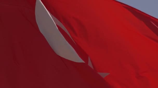 Drapeau de couleur rouge Turquie célèbre avec croissant blanc et étoile — Video