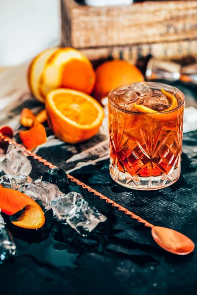 Weergave van oude Fashioned cocktail — Stockfoto