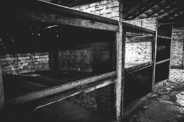 Освенцим II - интерьер казарм Биркенау — стоковое фото
