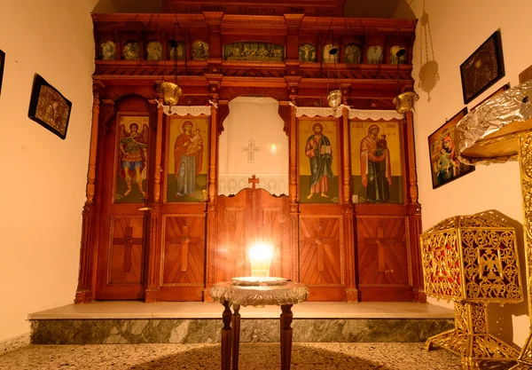 Vigil light Panagia Stratolatissa chapel — Stock Photo, Image