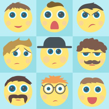 Vektör stil gülümsemek yüz simgeleri