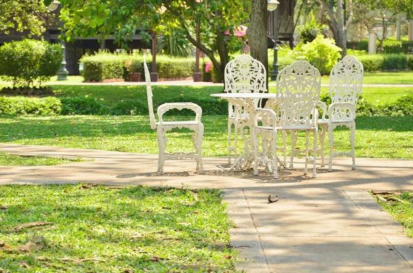 White garden furniture