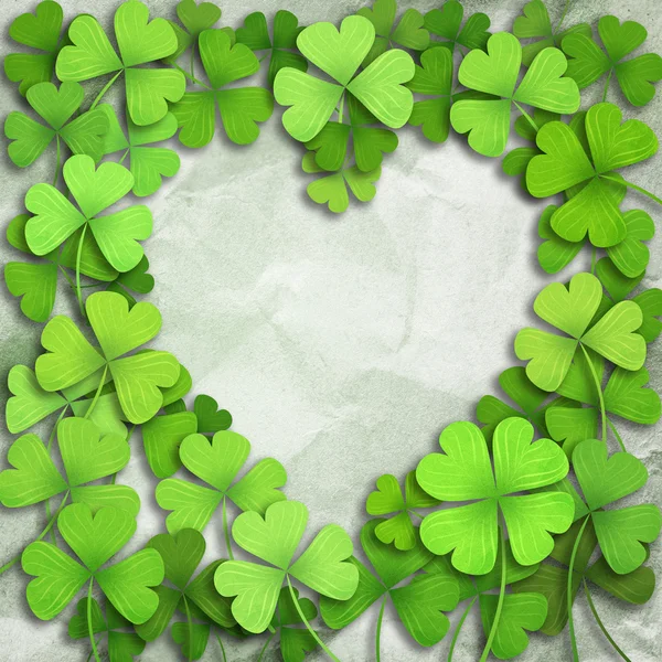 Shamrock leaf clover  frame heart white background — Stock Photo, Image