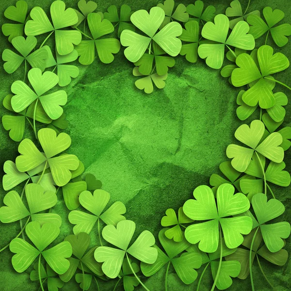 Shamrock leaf clover frame heart background — Stock Photo, Image