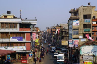 Katmandu, Nepal - 11 Nisan, 2016: sokakları ve şehir'in mimaride
